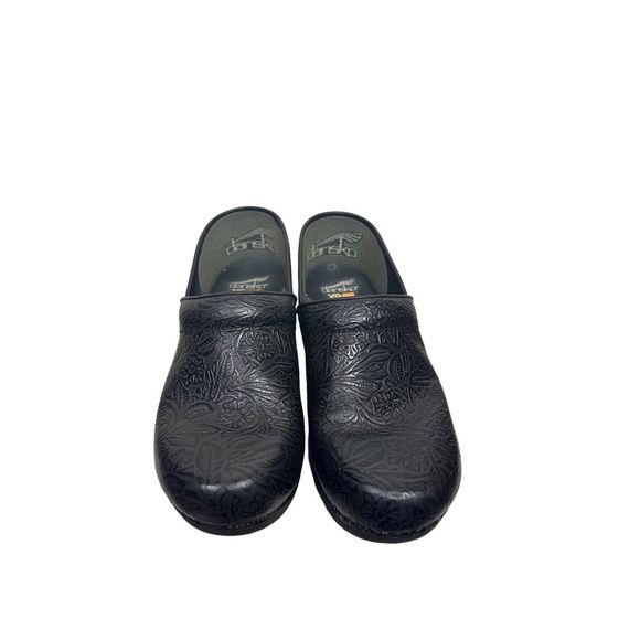 Dansko Pro XP 2.0 Floral Tooled Black Clog Comfort Shoes EU 40 US 9.5-10 Women's - Picture 2 of 10